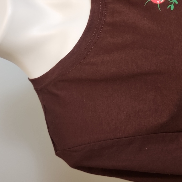 Shein Curve Brown Crop Top with Red and White Mushroom - Picture 4 of 10